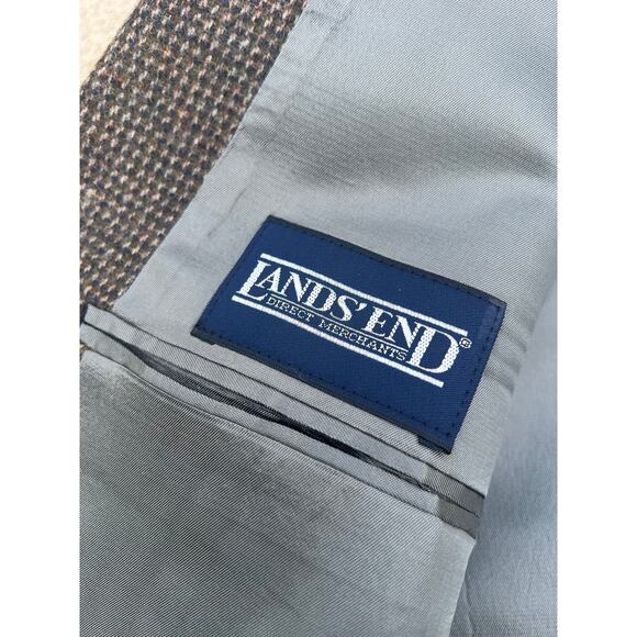 Vtg Lands' End Jacket Men Size 42R Gray Lambs Wool/Wool Tweed Two Button Blazer - Picture 6 of 6